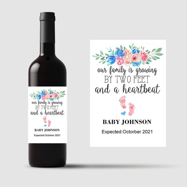 20 pezzi di adesivi per l'etichetta di vino personalizzati personalizzati Nome Data Baby Shower Bomboniere in gravidanza per bambini