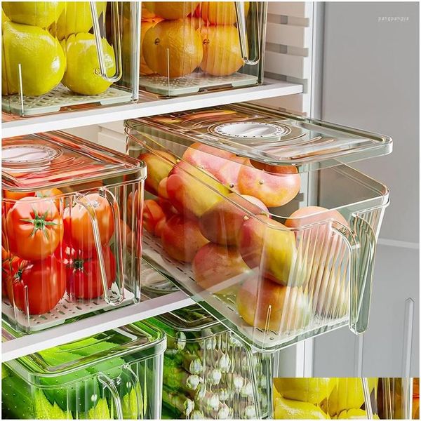 Bottiglie di stoccaggio barattoli vasi di frigorifero impilabile frigorifero frutta vegetale fresca organizzatore di frigorizzini accessori da cucina calare del dhduu