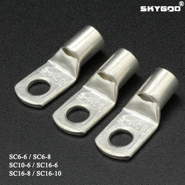 10/50pcs SC Tipi Tel Burun Terminali SC6 SC10 SC16 Çıplak Bakır Pil Blok Lugs Delik Kimliği 6mm 8mm 10mm Kıvrım DTGA Kablo Konektörü