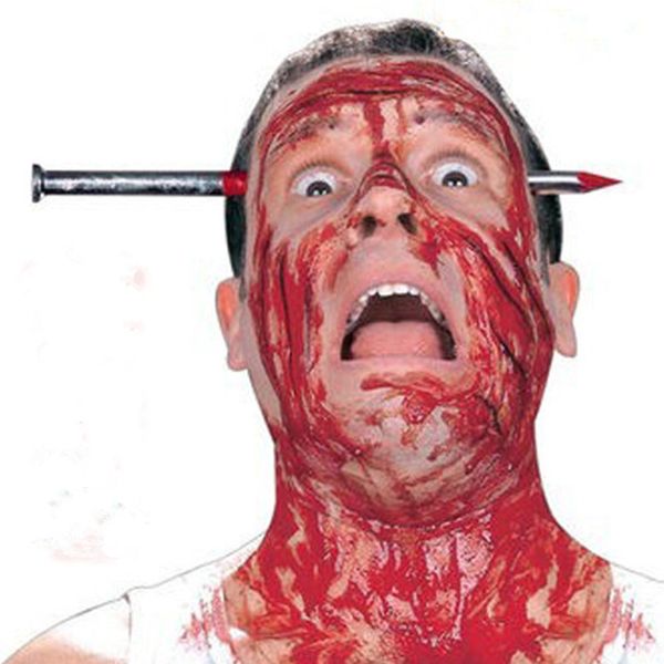 Halloween Props Cosplay Party fornece faca falsa plástica com sangue através do horror da cabeça TROBILHOSROS TRADOS DE HALLOWEEN APP para a festa