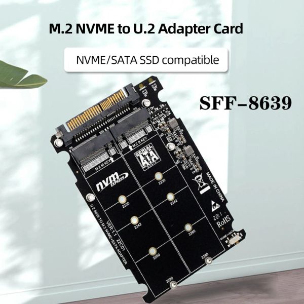 Cards M.2 NVME SATA U.2 Adattatore del disco rigido 40 Gbps Espansione SSD PCIE4.0x4 M.2 NVME Key M Key B to U.2 per 2230/2242/2260/2280