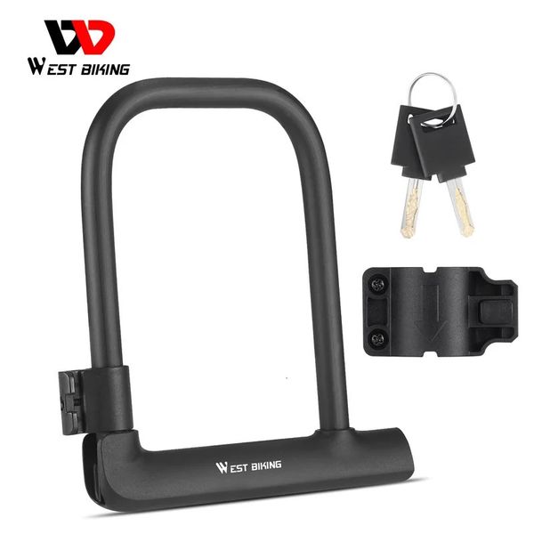 Westbike Heavy Duty Bicycle Locks U Form Electric Scooter Vorhängeschloss Antitheft Bike Lock mit 2 Schlüssel MTB Road Accessoires 240401