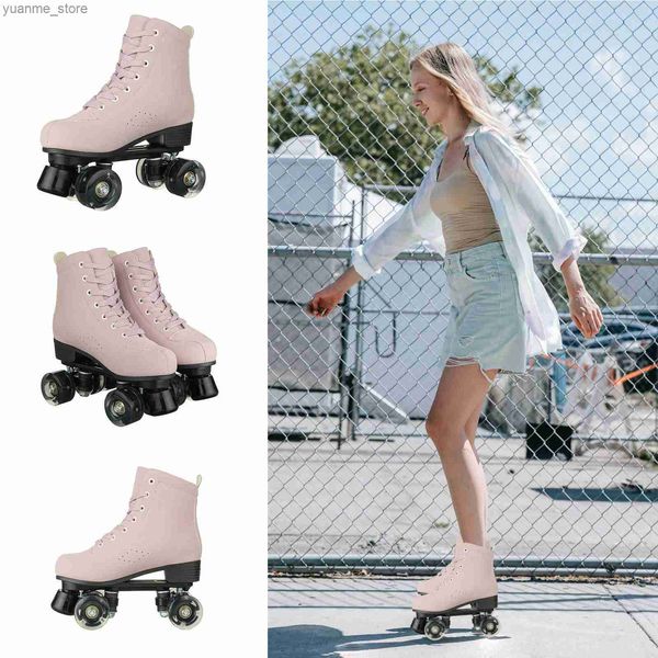 Встроенные роликовые коньки Quad Roller Skates Double Row 4 Wheels Skate Skate для женщин для женщин высокий топ.