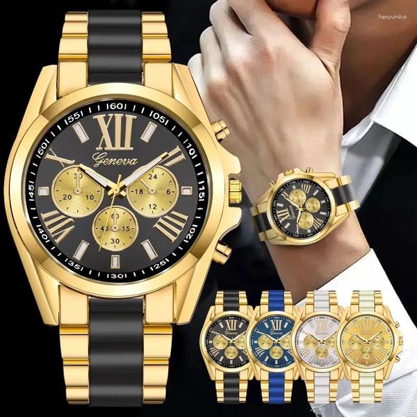 Orologi da polso Ginevra Brand Hip Hop Watch for Men Fashion Black Mens Black Mens 3Bar Waterroproof Watches Luxury Original Clock