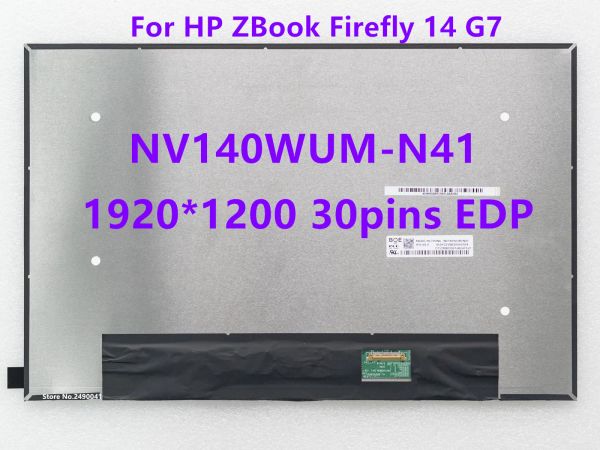 Tela de 14,0 polegadas Laptop LCD Screen NV140Wumn41 para HP ZBook Firefly 14 G7 WUXGA 1920X1200 Painel de exibição de matriz não -toques 30pins EDP
