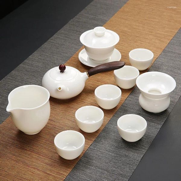 Tee -Sets moderne traditionelle Tee -Set Party Chinesische Gongfu Keramik -Becher -Dienstleistungs Zeremonie Juego de te Porzellan