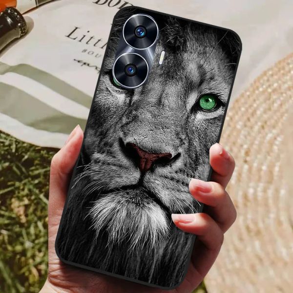 Für Oppo Realme C55 Case Realmec55 C 55 niedliche Katzenabdeckung Silikon Soft Phone Case Fundas für Realme C55 Stoßfänger Coque Black Edge