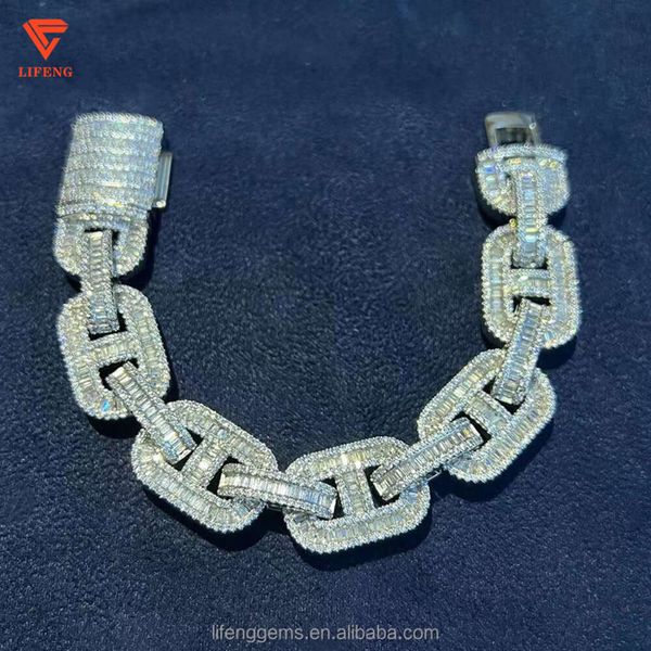 2024 Customized 15 mm 18 mm 20mm 20 mm luxuriöser Hüfthop -Schmuck 7 Farben Schwein Nasen Halskette Miami ECed Out Moissanite Cuban Chain Link