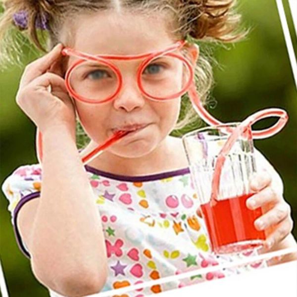 1 pezzi divertenti occhiali morbidi paglia di bere flessibili tubo per le feste di compleanno accessori per le cannuli in plastica per bambini regalo per bambini