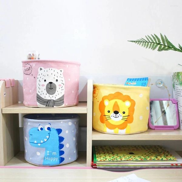 Сумки для стирки настольное хранение корзина мультфильм Sundries Toy Box Cosmetic Book Organizer Catchitemery Container