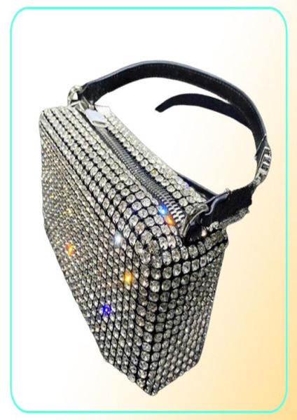 Bolsa de luxo Mulheres Diamante Hobobag Bolsa Tote ombro Cross Body Body Shiny Rhinestone Bag Purse Ladies Clutch6407227