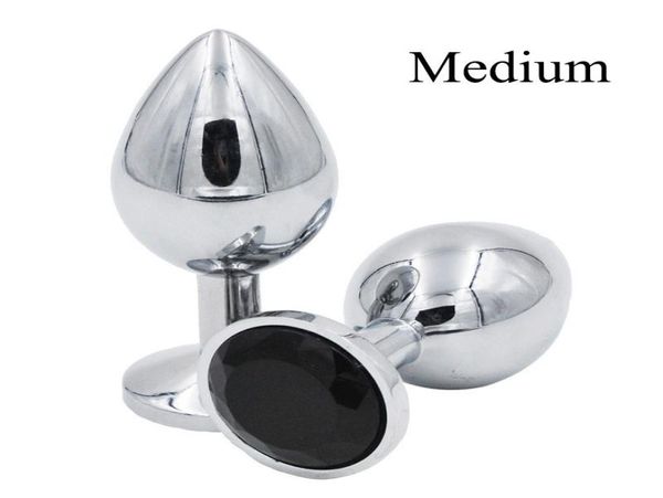 Massageador de brinquedos sexuais Tamanho médio 80x33mm Luxury Silver Thread Metal Butt Plug Anal Inserir Sexy Stopper Anal Toys Audlt Products2669223