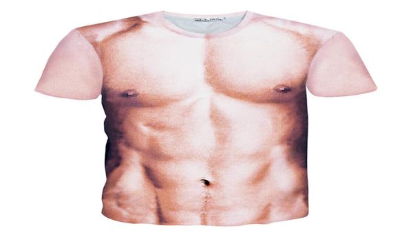 Summer New Mens Funny Muscle Thirt 3D top top per personalità nuda novità magliette per uomini donne sexy uomo tshirt nudo homme whole4709755
