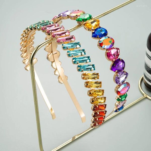 Clip per capelli Versione coreana Baschia con bordata sottile per la testa di strass per le donne Hoop testa