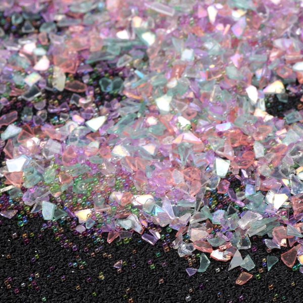 15g/lose farbig unregelmäßiges Glas transparentes Kristall Meerjungfrau Quicksand DIY Füllung Bilderrahmen Nagelverstärkung Kies