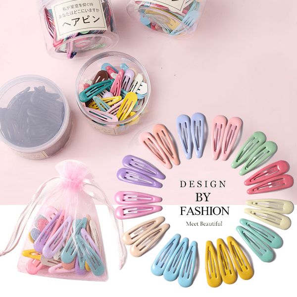 10-40pcs clipes de cabelo sólidos para mulheres meninas Kawaii Kids Hair Acessórios Snap metal Barrettes Candy Colors Hairpins Clip for Hair