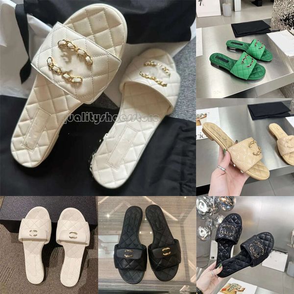 Neue Top -Designer -Slipper Flat Sandal Summer Brand Schuhe Klassiker Strand Sandalen C lässig Sandel Frau Outdoor hochwertige Hausschuhe Echte Ledersandels 354 399