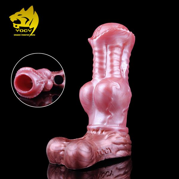 Yocy Hollow Horse guaina liquido Sleeve del pene in silicone a silicone da 5,8 cm Massager grande nodo maschio ingranditura del masturbatore sesso giocattolo sessuale