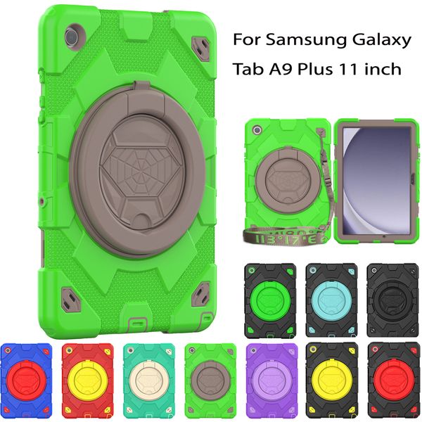 Para o Samsung Galaxy Tab A9+ A9 Plus 11 polegadas Caixa Planejando 360 Cappa de Kickstand Rotativa Casos de choques Hybrid Hybrid Hybrides com São de caneta S