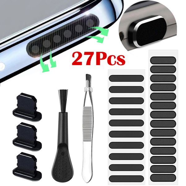 1-27pcs Universal Mobilfunklautsprecher staubdes Nettoaufkleber Metall Ladeanschluss Staubstecker für iPhone 14 13 Pro Max Cleaner Kit