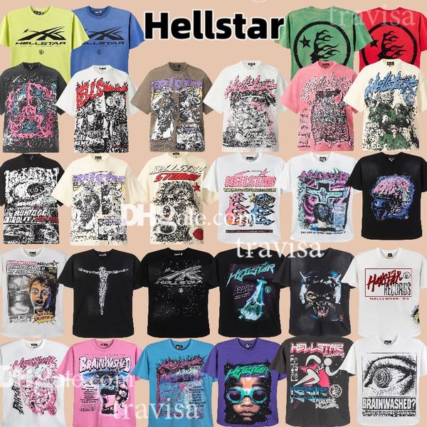 Hell Star Shirt Mens tsshirt hellstar t Men Tees Rapper Womens Lavado Cravo pesado cinza UNISSISEX Manga curta Top High Street Moda Retro Mulheres