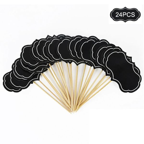 Käse -Picks Tafelbrettmarkierungen Cupcake Topper Etiketten Food Cake Blackplattenschild Wurstwaren Topper Hochzeit Dessert Dekor