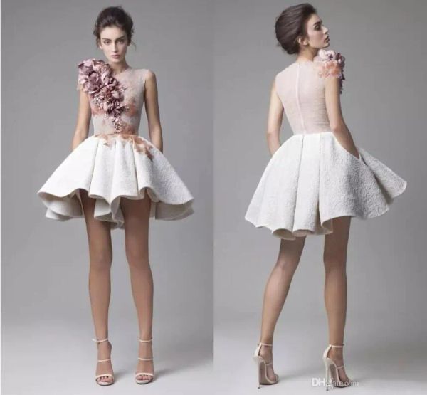 Krikor Jabotian 2024 Vestidos de noite Magic Show Amostra de vestidos de baile elegante mangas de capitalização de flores 3D Lace Cocktail