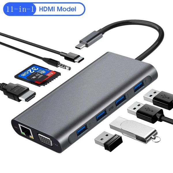 Hubs 1000 Mbit / s Gigabit Ethernet USB C Hub kompatibler Thunderbolt 3 4 mit 4K HMDI für MacBook Pro Windows -Laptop PD 100W Netzteile