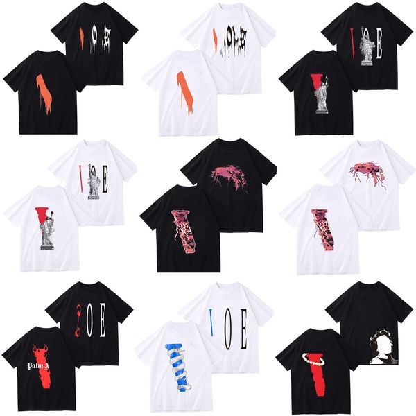 Amerika Marka Tişört Yaz Erkek Kadın Tasarımcılar Mektup Gevşek Moda Siyah Beyaz Lüks Giyim Sokak Giysileri Avrupa ve Amerikan Boyutları S-3XL Gömlek Tees