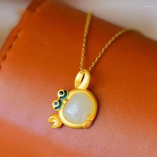 Pingentes design original design esterlina prata incrustada natural hetian jade