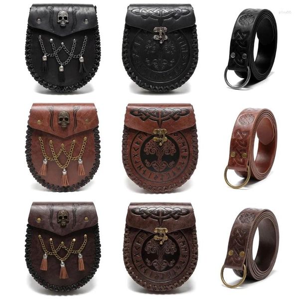 Cinture sacche di cintura medievale larp cosplays costume in pelle regali borse