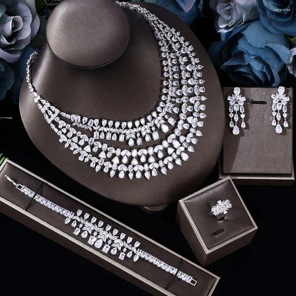 Orecchini di collana set 4 pezzi Luxury African Bridal and Jewelry Dubai di alta qualità Fashi