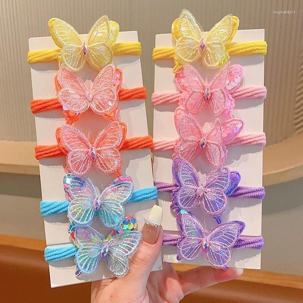 Accessori per capelli 2 pezzi di paillettes Butterfly Cute Girls legare una coda di cavallo Bande elastiche per bambini Ties Ties Ties Tespaggio per bambini