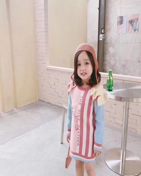 Novo Chegar meninas vestidos de inverno rosa vestidos de suéter crianças roupas skirt6173186