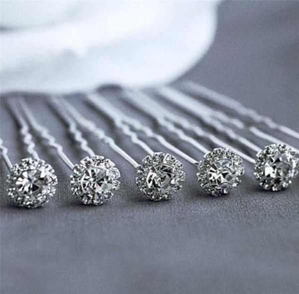 10pcs Fashion Wedding Bridal Pearl Flower Clear Crystal Rhinestone Hair Pins Clips Clips Bridesmaid Hairwear Acessórios para cabelos H06403686