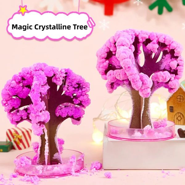 Magische wachsende Weihnachtsbaumpapier Kristallbäume Blüte Spielzeug DIY Fun Weihnachtsgeschenk für Erwachsene Kinder Heimfestival Party Dekor Requisiten