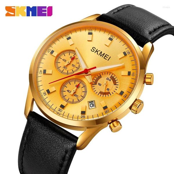 Нарученные часы Skmei Authentic Quartz Watch Classic Deluxe Luxury Leather Brap Date Stuctwatch Chronograph Business Tople 2083