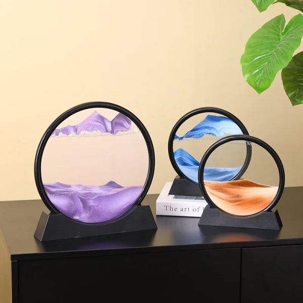 7 Zoll 3D Fließende Sandmalerei Art Hourglas Mountain View Sport Display mobile Sandtisch Büro Wohnzimmer Wohnkanäte Dekorationen