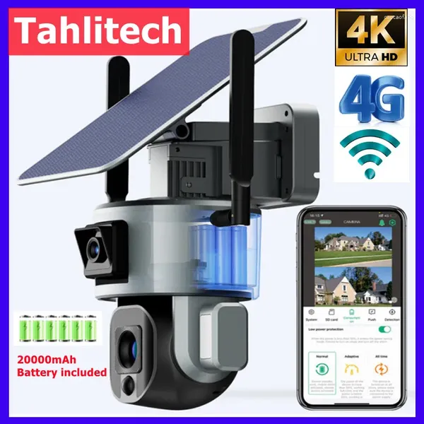 Solar -Überwachungskamera Wireless 4K UHD Dual Objektiv 4x 10x Optical Zoom WiFi AI Auto Tracking Zwei -Wege -Audio -CCTV