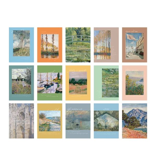 Sanat Serisi Kartpostallar İngilizce Hediye İstek Tebrik Kartı Vintage Nimet Posta Kart Zarfı Mesaj Kartı Klimt, Munch, Seurat, Monet