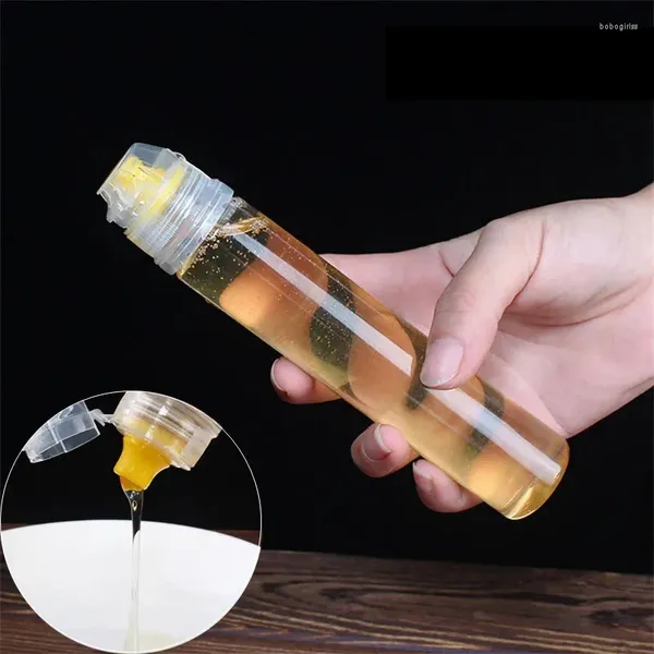 Бутылки для хранения 1/2PCS 90 мл портативного сжимаемого сжимания с медовой бутылкой с силиконовым клапаном Прозрачный масляный сироп.