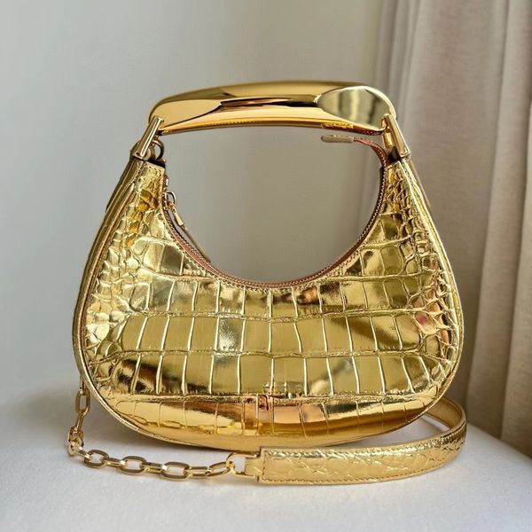 Bianca Hobo -Tasche Echtes Leder Gold Griff Krokodil -Leder -Ketten -Umhängetasche Mode Stylish Loop Designer Girl Luxus Totes Qualitätsbaus und Handtasche 2691