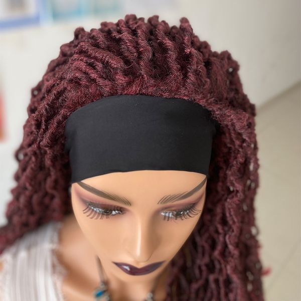 Burgundy Dreadlocks Banca di testa parrucca Wigs Wigs per donne nere Fux Locs Auncinetti per capelli all'uncinetto per parrucche Twist Wig intrecciate