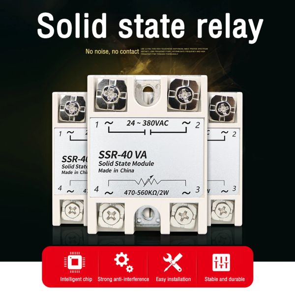 SSR-10VA SSR-25VA SSR-80VA SSR Relay Reltage Relay Relay Regulator AC24-380 V Output+Potenziometro 470K-2W per temperatura PID