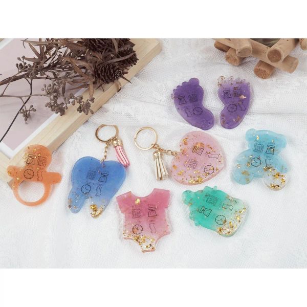 Foo do pé de urso urso coração colar jóias resina epóxi molde diy artesanato chaveiro pendente de silicone decoração de chá de bebê