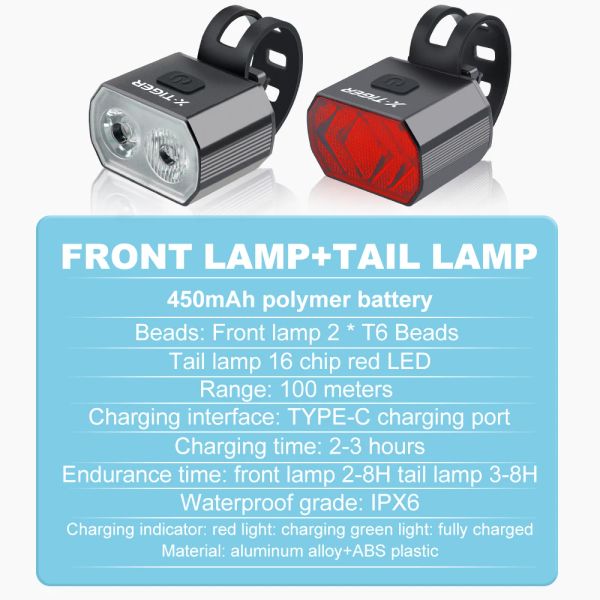 X-Tiger Bicycle Light traseira luminária traseira USB Bike Fartlight Luz à prova d'água à luz traseira lanterna LED de lâmpadas Lâmpadas Acessórios