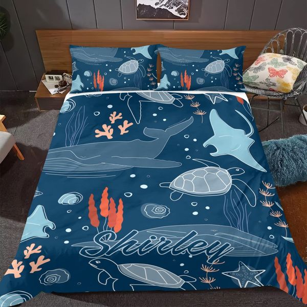 Watercolor Floral Star Floral Elephant Nome copripiumino set da letto da letto 2/3 pezzi set bingile per il festival di amici di famiglia Regalo