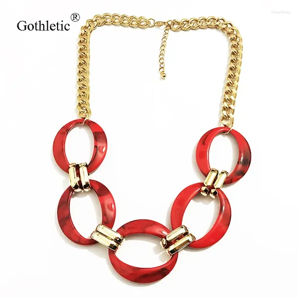 CARKET GOTHLETIC Big Red Resin Link colar colar de colar de colarinhos pingentes para mulheres jóias de moda 2024