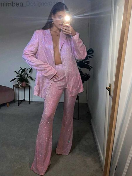 Damenanzüge Blazer Suninheart Pailletten Langarm Blazer Glitter Sex sexy Lose Blazer Night Club Party Streetwear 2022 Herbst Frauen Kleidung C240411