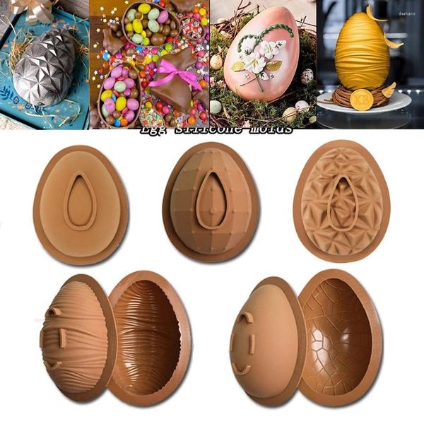 Pişirme Kalıplar 2 PCS Paskalya Yumurta Çikolata Silikon Kalıplar 6 Çocuk Yumsuz Yumurta 3D Büyük Yapışmaz Aletler